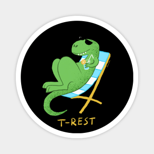 Dramabite T-Rest T-Rex Cute TRex Relax Holiday Beach Dinosaur Dino Funny Magnet